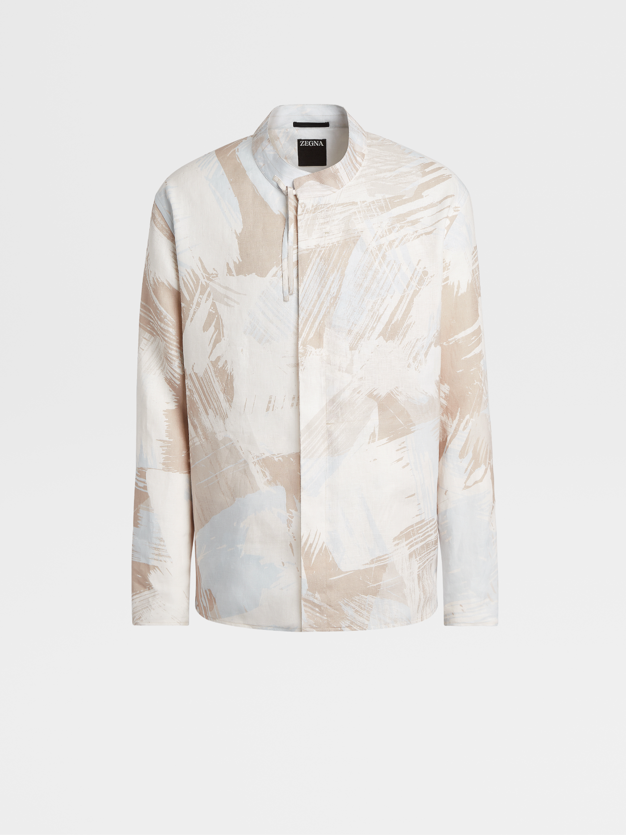 Sobrecamisa en Lino con Estampado Gráfico Melocotón